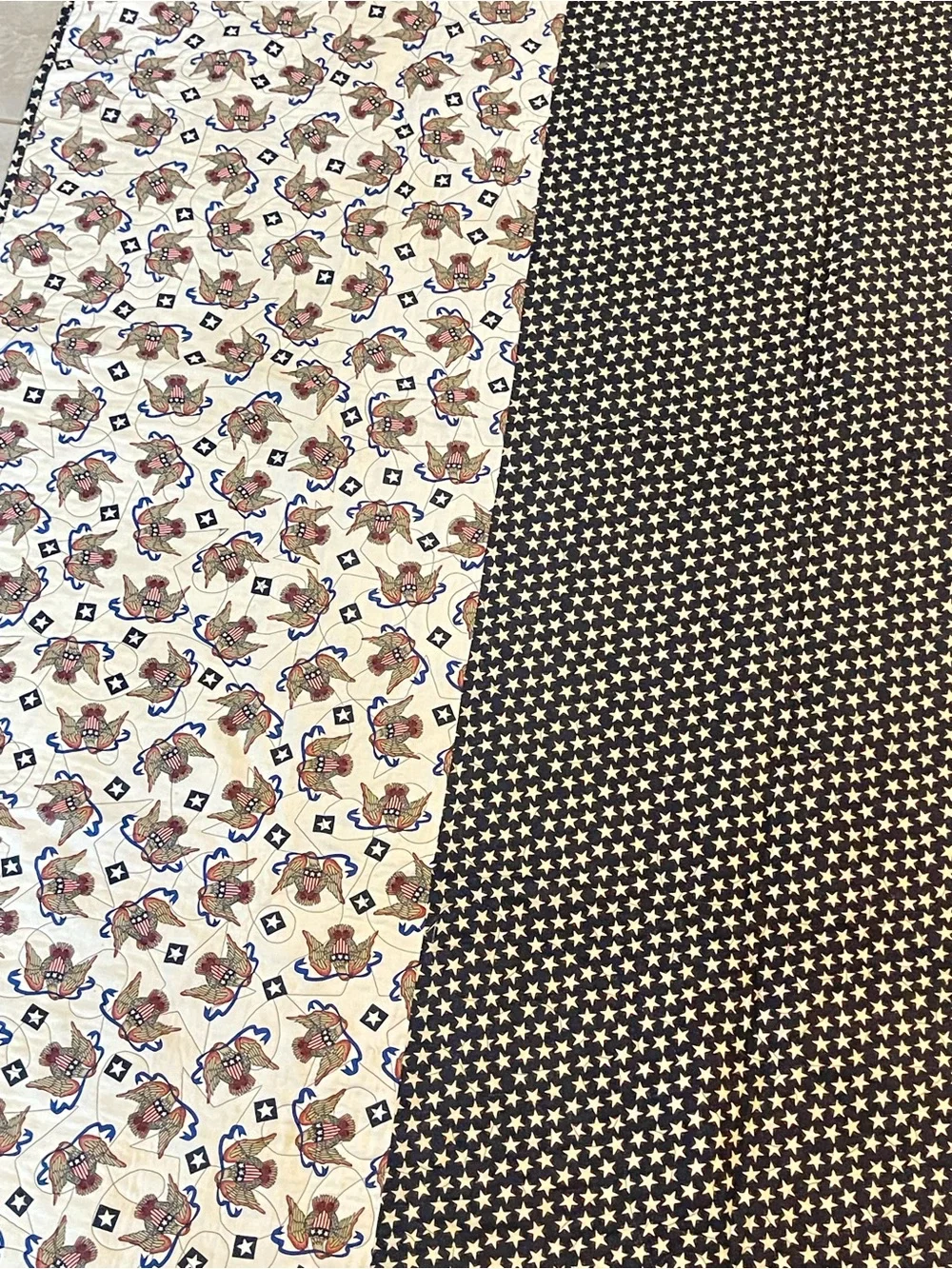 Vintage Handmade Patchwork Quilt in Blue, Red and White 4th of July